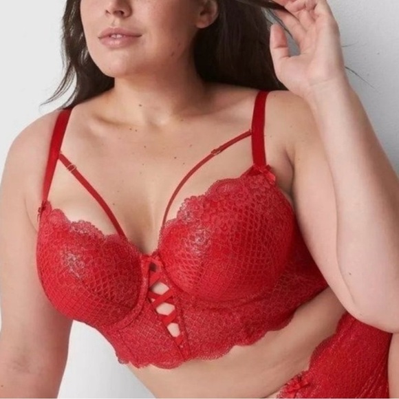 Cacique Other - NWT Cacique Lane Bryant Foil Lace Longline Boost Balconette Bra